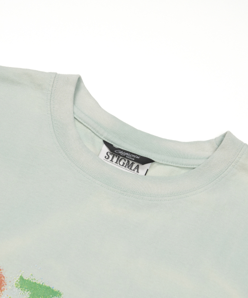 STIGMA(スティグマ)の「Crayon STGM Vintage-Like Washed Oversized Short Sleeves T-Shirts Sky Blue(Tシャツ/カットソー・メンズ・その他・LARGE/MEDIUM/X-LARGE)」の3枚目の写真