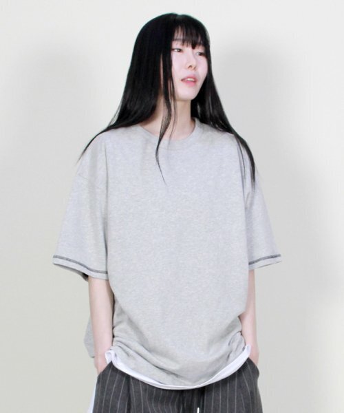 DEMARC(ドゥマーク)の「ボックスフィット半袖ステッチスリーブTシャツグレー(Tシャツ/カットソー・レディース・その他・LARGE/MEDIUM)」の5枚目の写真