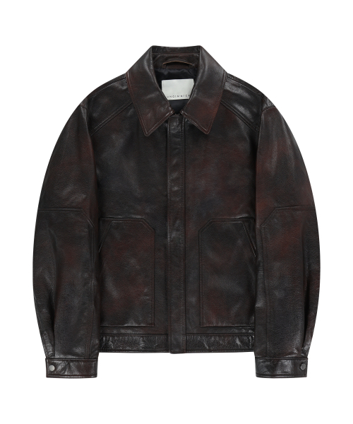 BUFFALO LEATHER BLOUSON JACKET (RED BROWN)（ライダースジャケット