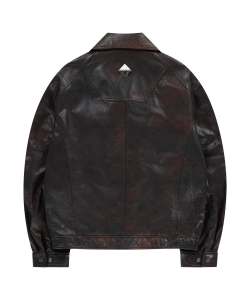 BUFFALO LEATHER BLOUSON JACKET (RED BROWN)（ライダースジャケット