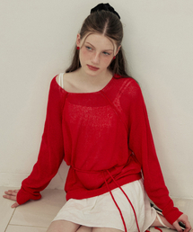 Loose fit long sleeve summer knit - red