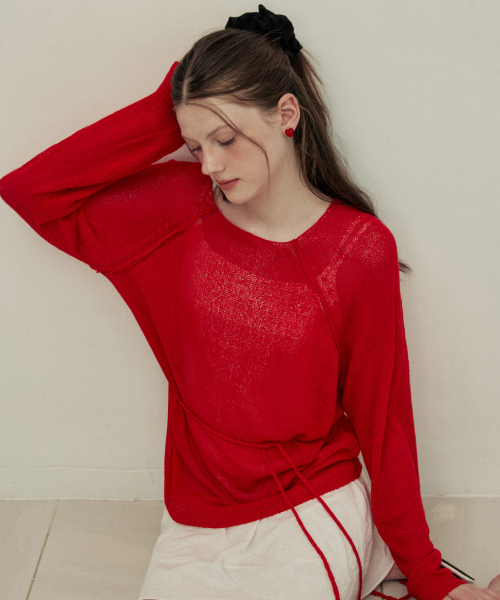 ADAUL（アダウル）の「Loose fit long sleeve summer knit - red（ニット/セーター・レディース・レッド・FREE）」の2枚目の写真