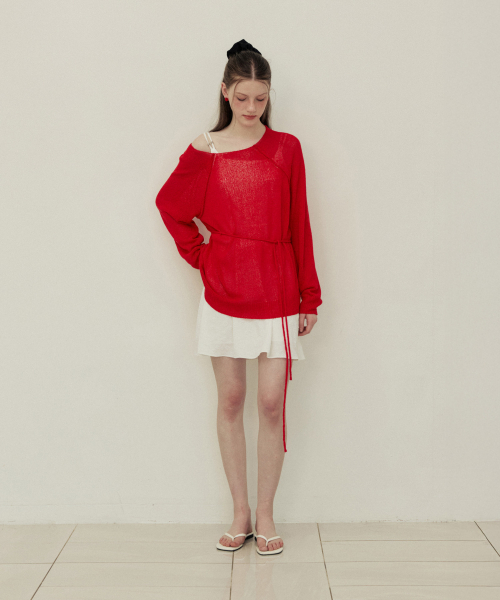 ADAUL（アダウル）の「Loose fit long sleeve summer knit - red（ニット/セーター・レディース・レッド・FREE）」の3枚目の写真