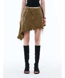YEEL（ワイイーイーエル）の「ASYMMETRIC CUT-OFF COTTON SKIRT BROWN（スカート）」