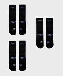ODDSOCKS（オッドソックス）の「[3PACK] クールマックスクッショニングカラーランニングクルーソックス-ブラックSET（スポーツグッズ）」