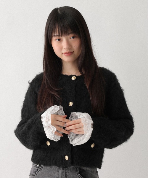 Heather（ヘザー）の「2WAYシャギーボタンカーディガン　637500（カーディガン/ボレロ・レディース・ブラック/オフホワイト/グレー・FREE）」の3枚目の写真