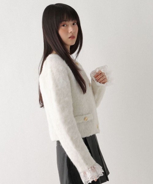 Heather（ヘザー）の「2WAYシャギーボタンカーディガン　637500（カーディガン/ボレロ・レディース・ブラック/オフホワイト/グレー・FREE）」の5枚目の写真