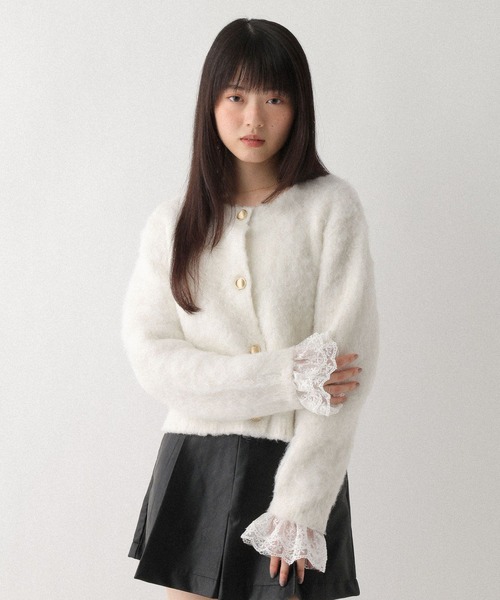 Heather（ヘザー）の「2WAYシャギーボタンカーディガン　637500（カーディガン/ボレロ・レディース・ブラック/オフホワイト/グレー・FREE）」の6枚目の写真