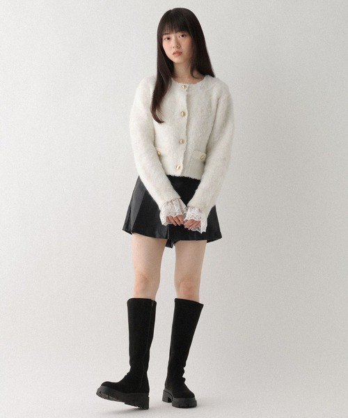 Heather（ヘザー）の「2WAYシャギーボタンカーディガン　637500（カーディガン/ボレロ・レディース・ブラック/オフホワイト/グレー・FREE）」の8枚目の写真