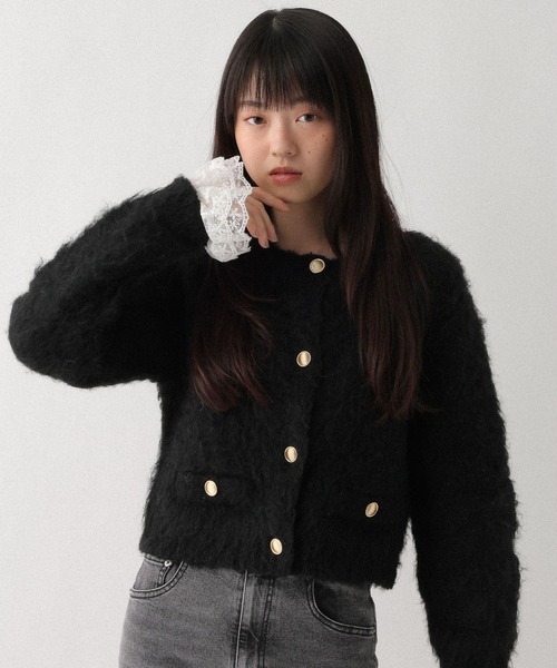 Heather（ヘザー）の「2WAYシャギーボタンカーディガン　637500（カーディガン/ボレロ・レディース・ブラック/オフホワイト/グレー・FREE）」の11枚目の写真