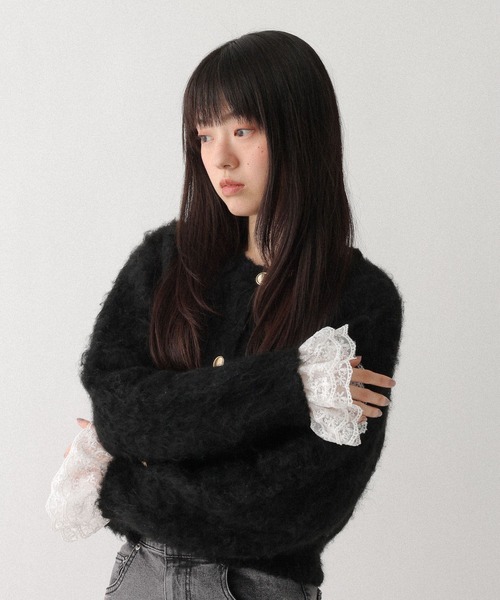 Heather（ヘザー）の「2WAYシャギーボタンカーディガン　637500（カーディガン/ボレロ・レディース・ブラック/オフホワイト/グレー・FREE）」の12枚目の写真