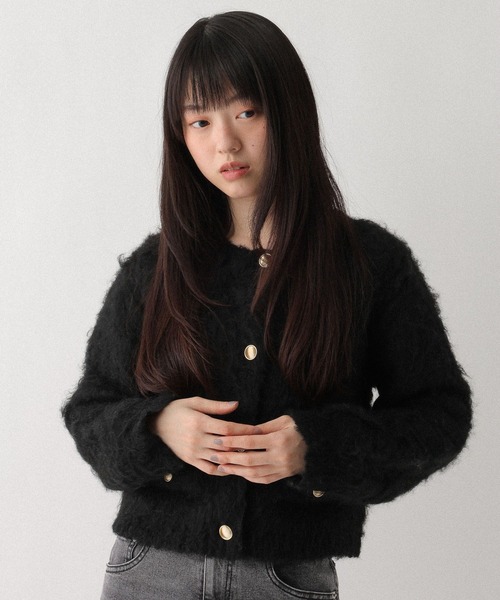 Heather（ヘザー）の「2WAYシャギーボタンカーディガン　637500（カーディガン/ボレロ・レディース・ブラック/オフホワイト/グレー・FREE）」の14枚目の写真