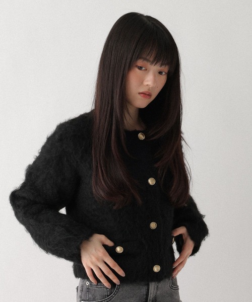 Heather（ヘザー）の「2WAYシャギーボタンカーディガン　637500（カーディガン/ボレロ・レディース・ブラック/オフホワイト/グレー・FREE）」の15枚目の写真