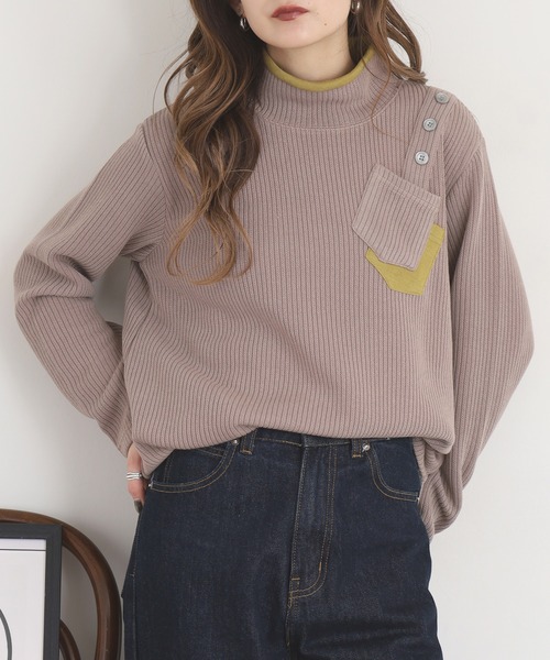 BRODIAEA(ブローディア)の「BRODIAEA 配色ポケットリブカットソー(Tシャツ/カットソー・レディース・ブラック/ベージュ/ワインレッド・40)」の3枚目の写真