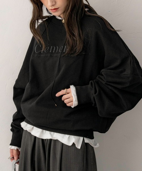 NOAHL（ノアル）の「【NOAHL】刺繍ロゴスウェットプルオーバー（ニット/セーター・レディース・ブラック/ベージュ・FREE）」の2枚目の写真