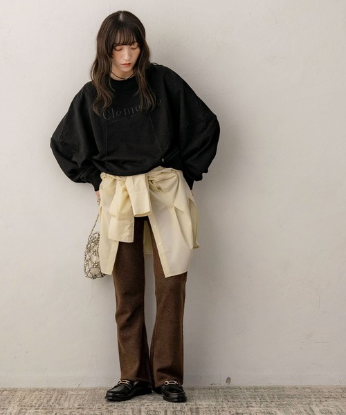 NOAHL（ノアル）の「【NOAHL】刺繍ロゴスウェットプルオーバー（ニット/セーター・レディース・ブラック/ベージュ・FREE）」の5枚目の写真