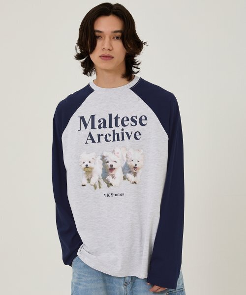 WaiKei(ワイケイ)の「マルチーズアーカイブラグランロングスリーブTシャツメランジホワイト(Tシャツ/カットソー・メンズ・その他・2/0/1)」の1枚目の写真