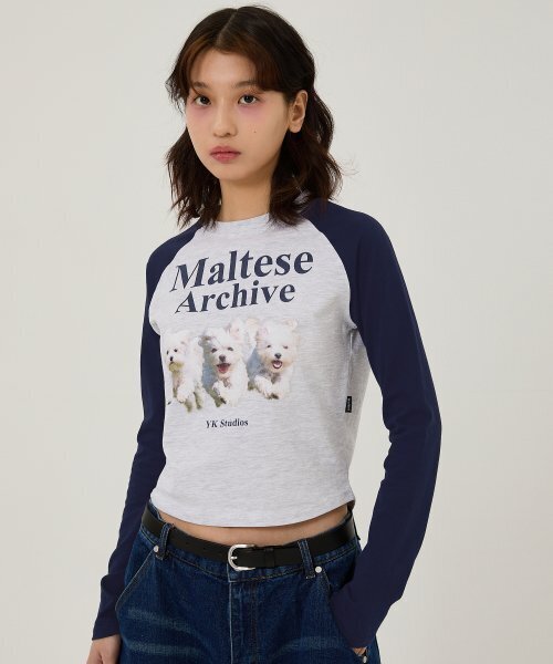 WaiKei(ワイケイ)の「マルチーズアーカイブラグランロングスリーブTシャツメランジホワイト(Tシャツ/カットソー・メンズ・その他・2/0/1)」の2枚目の写真