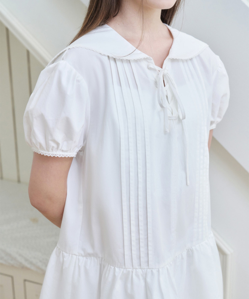 ALKI ALKA（アルキアルカ）の「Sailor Dress (White)（ワンピース・レディース・ホワイト・FREE）」の4枚目の写真