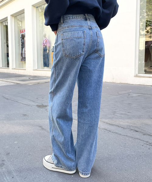BBAEBBAE(ペッペ)の「ビッグサイズハイウエストセミワイドジーンズ(デニムパンツ・レディース・ブルー・SMALL/MEDIUM/LARGE/X-LARGE/2XL)」の3枚目の写真