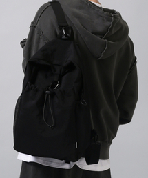 BSMT（ベースメントアーカイブ）の「Washed Nylon String Backpack_Black（バックパック/リュック）」