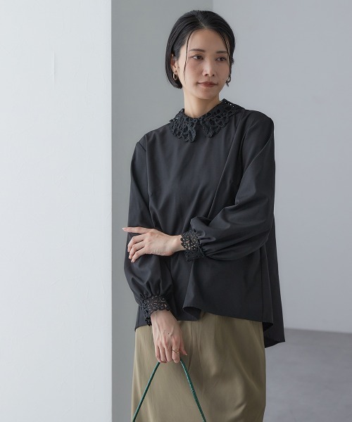 Callarus(カラルス)の「<単品>取り外せるレース襟付き2WAYブロードブラウス〔Callarus〕(シャツ/ブラウス・レディース・ホワイト/ブラック・S/M/L/LL/3L)」の20枚目の写真