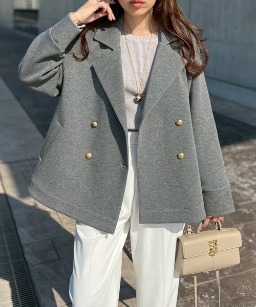 Emma Taylor（エマテイラー）の「ダンボールミドルフレアートレンチコート（トレンチコート・レディース・ブラック/MD.Gray・FREE）」の5枚目の写真