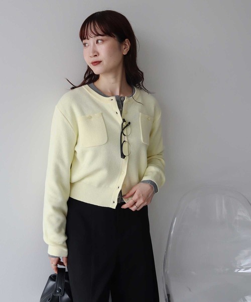 earth music&ecology（アースミュージックアンドエコロジー）の「【2026SS】ダブルポケットカーディガン（カーディガン/ボレロ・レディース・グレー/ネイビー/イエロー/アイボリー・FREE）」の18枚目の写真