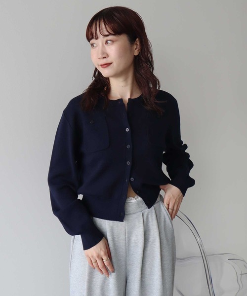 earth music&ecology（アースミュージックアンドエコロジー）の「【2026SS】ダブルポケットカーディガン（カーディガン/ボレロ・レディース・グレー/ネイビー/イエロー/アイボリー・FREE）」の13枚目の写真