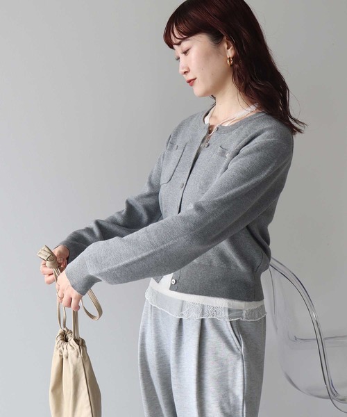 earth music&ecology（アースミュージックアンドエコロジー）の「【2026SS】ダブルポケットカーディガン（カーディガン/ボレロ・レディース・グレー/ネイビー/イエロー/アイボリー・FREE）」の7枚目の写真