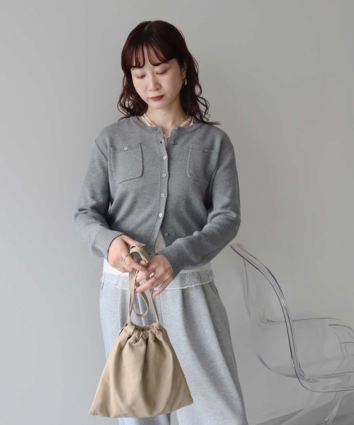 earth music&ecology（アースミュージックアンドエコロジー）の「【2026SS】ダブルポケットカーディガン（カーディガン/ボレロ・レディース・グレー/ネイビー/イエロー/アイボリー・FREE）」の6枚目の写真