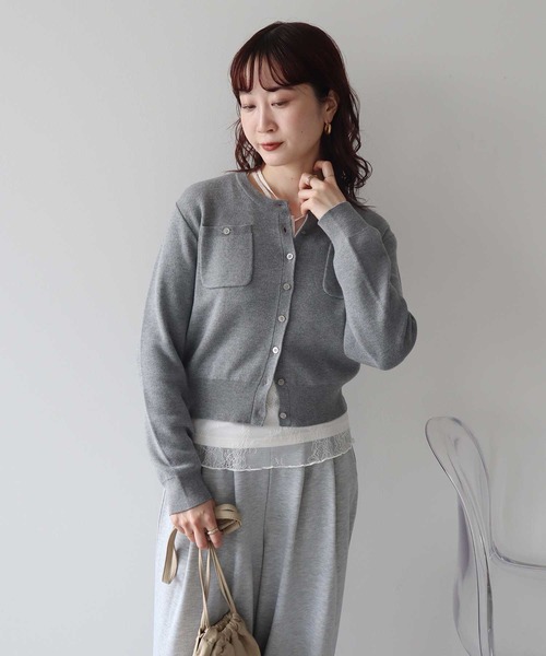 earth music&ecology（アースミュージックアンドエコロジー）の「【2026SS】ダブルポケットカーディガン（カーディガン/ボレロ・レディース・グレー/ネイビー/イエロー/アイボリー・FREE）」の5枚目の写真