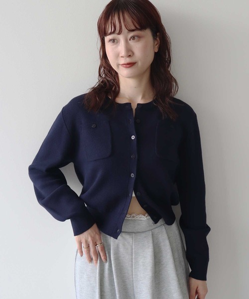 earth music&ecology（アースミュージックアンドエコロジー）の「【2026SS】ダブルポケットカーディガン（カーディガン/ボレロ・レディース・グレー/ネイビー/イエロー/アイボリー・FREE）」の12枚目の写真