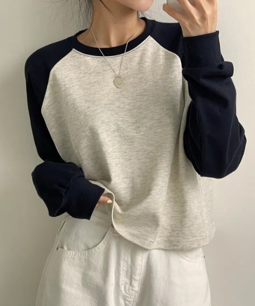 SHEPP(シープ)の「【26年春新作】ラグランカラーショートロンT(Tシャツ/カットソー・レディース・ブラック/グリーン/ベージュ・M/L)」の10枚目の写真