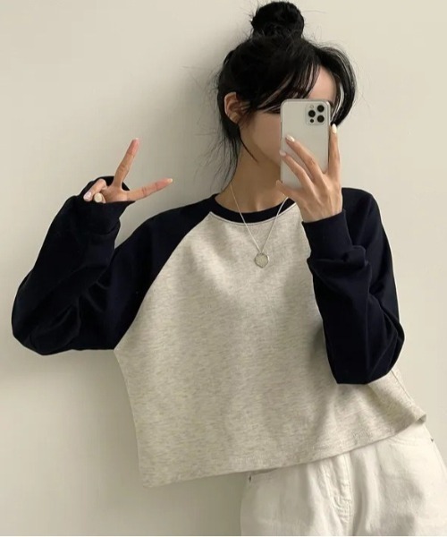 SHEPP(シープ)の「【26年春新作】ラグランカラーショートロンT(Tシャツ/カットソー・レディース・ブラック/グリーン/ベージュ・M/L)」の11枚目の写真