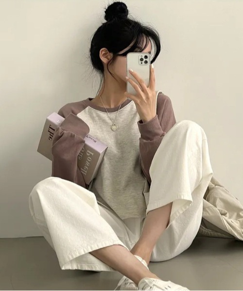 SHEPP(シープ)の「【26年春新作】ラグランカラーショートロンT(Tシャツ/カットソー・レディース・ブラック/グリーン/ベージュ・M/L)」の16枚目の写真