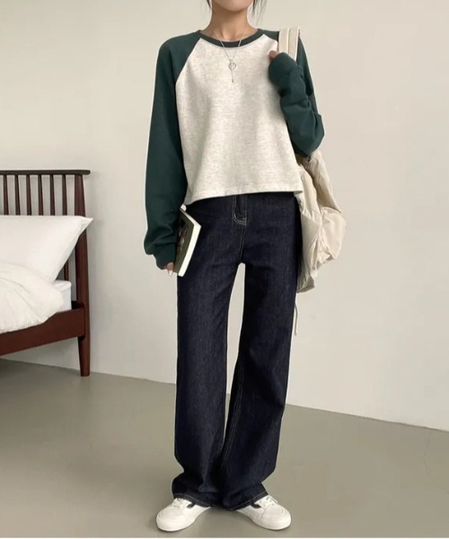 SHEPP(シープ)の「【26年春新作】ラグランカラーショートロンT(Tシャツ/カットソー・レディース・ブラック/グリーン/ベージュ・M/L)」の9枚目の写真