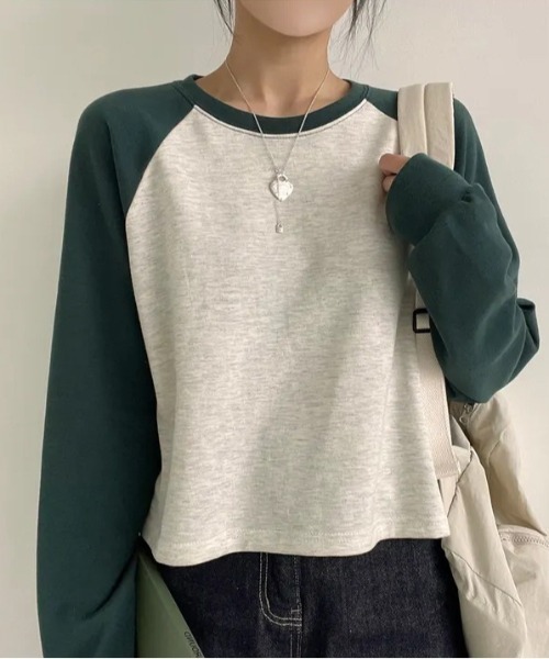 SHEPP(シープ)の「【26年春新作】ラグランカラーショートロンT(Tシャツ/カットソー・レディース・ブラック/グリーン/ベージュ・M/L)」の7枚目の写真