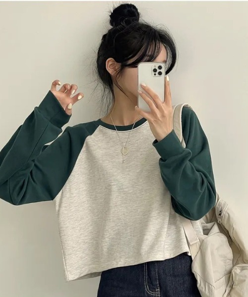 SHEPP(シープ)の「【26年春新作】ラグランカラーショートロンT(Tシャツ/カットソー・レディース・ブラック/グリーン/ベージュ・M/L)」の8枚目の写真