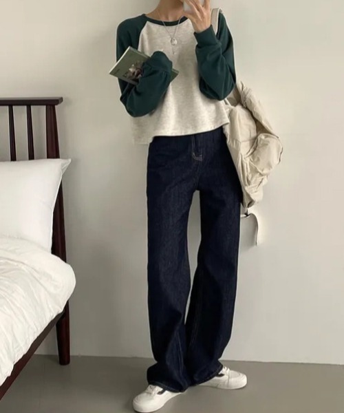 SHEPP(シープ)の「【26年春新作】ラグランカラーショートロンT(Tシャツ/カットソー・レディース・ブラック/グリーン/ベージュ・M/L)」の13枚目の写真