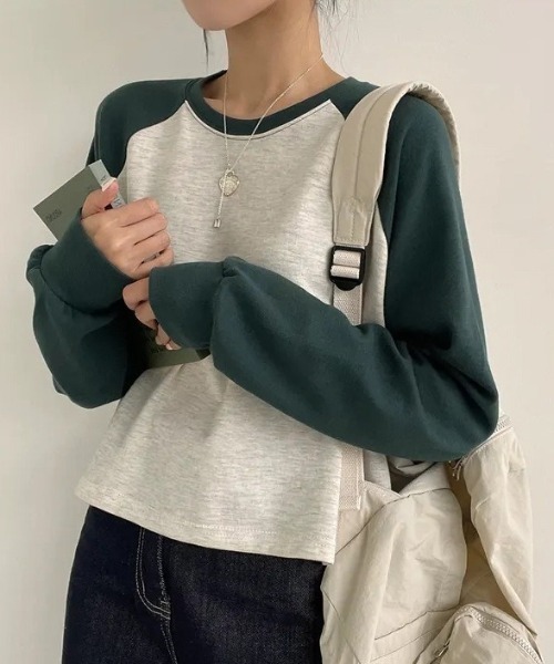 SHEPP(シープ)の「【26年春新作】ラグランカラーショートロンT(Tシャツ/カットソー・レディース・ブラック/グリーン/ベージュ・M/L)」の21枚目の写真