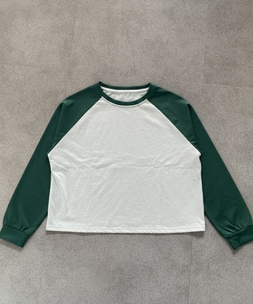 SHEPP(シープ)の「【26年春新作】ラグランカラーショートロンT(Tシャツ/カットソー・レディース・ブラック/グリーン/ベージュ・M/L)」の4枚目の写真