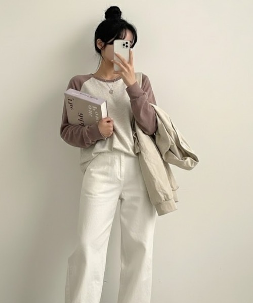 SHEPP(シープ)の「【26年春新作】ラグランカラーショートロンT(Tシャツ/カットソー・レディース・ブラック/グリーン/ベージュ・M/L)」の6枚目の写真