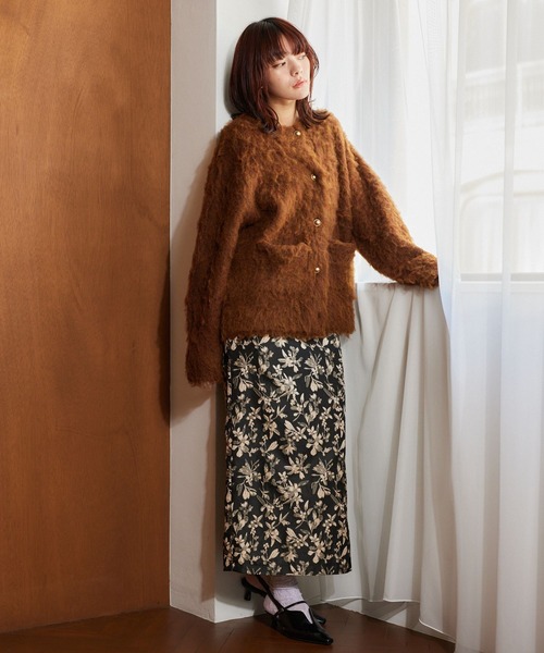 mysty woman（ミスティウーマン）の「モヘヤライクミドルカーデ　640177（カーディガン/ボレロ・レディース・ブラウン/チャコールグレー/アイボリー/ピンク・FREE）」の8枚目の写真