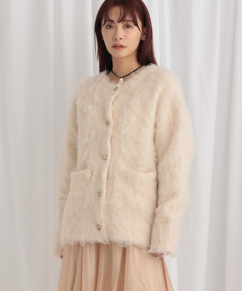 mysty woman（ミスティウーマン）の「モヘヤライクミドルカーデ　640177（カーディガン/ボレロ・レディース・ブラウン/チャコールグレー/アイボリー/ピンク・FREE）」の11枚目の写真