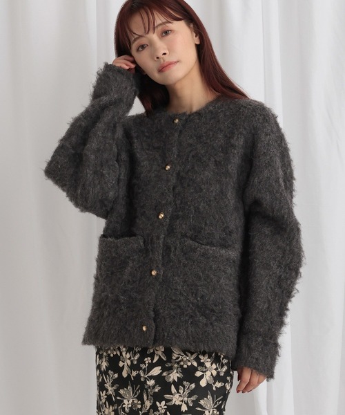 mysty woman（ミスティウーマン）の「モヘヤライクミドルカーデ　640177（カーディガン/ボレロ・レディース・ブラウン/チャコールグレー/アイボリー/ピンク・FREE）」の13枚目の写真