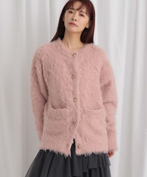 mysty woman（ミスティウーマン）の「モヘヤライクミドルカーデ　640177（カーディガン/ボレロ・レディース・ブラウン/チャコールグレー/アイボリー/ピンク・FREE）」の15枚目の写真