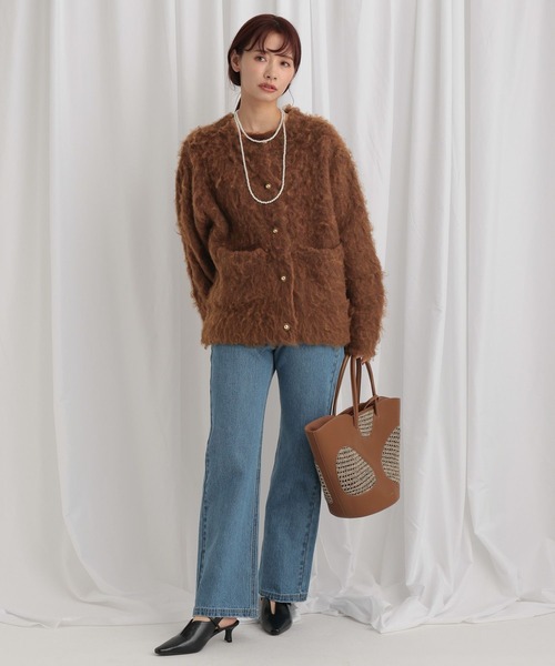 mysty woman（ミスティウーマン）の「モヘヤライクミドルカーデ　640177（カーディガン/ボレロ・レディース・ブラウン/チャコールグレー/アイボリー/ピンク・FREE）」の16枚目の写真