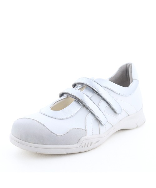 byあしながおじさん（バイアシナガオジサン）の「ダブルストラップバレエスニーカー　8710649（スニーカー・レディース・オフホワイト/ブラック/ライトベージュ・S/M/L/LL）」の4枚目の写真