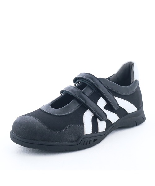 byあしながおじさん（バイアシナガオジサン）の「ダブルストラップバレエスニーカー　8710649（スニーカー・レディース・オフホワイト/ブラック/ライトベージュ・S/M/L/LL）」の5枚目の写真